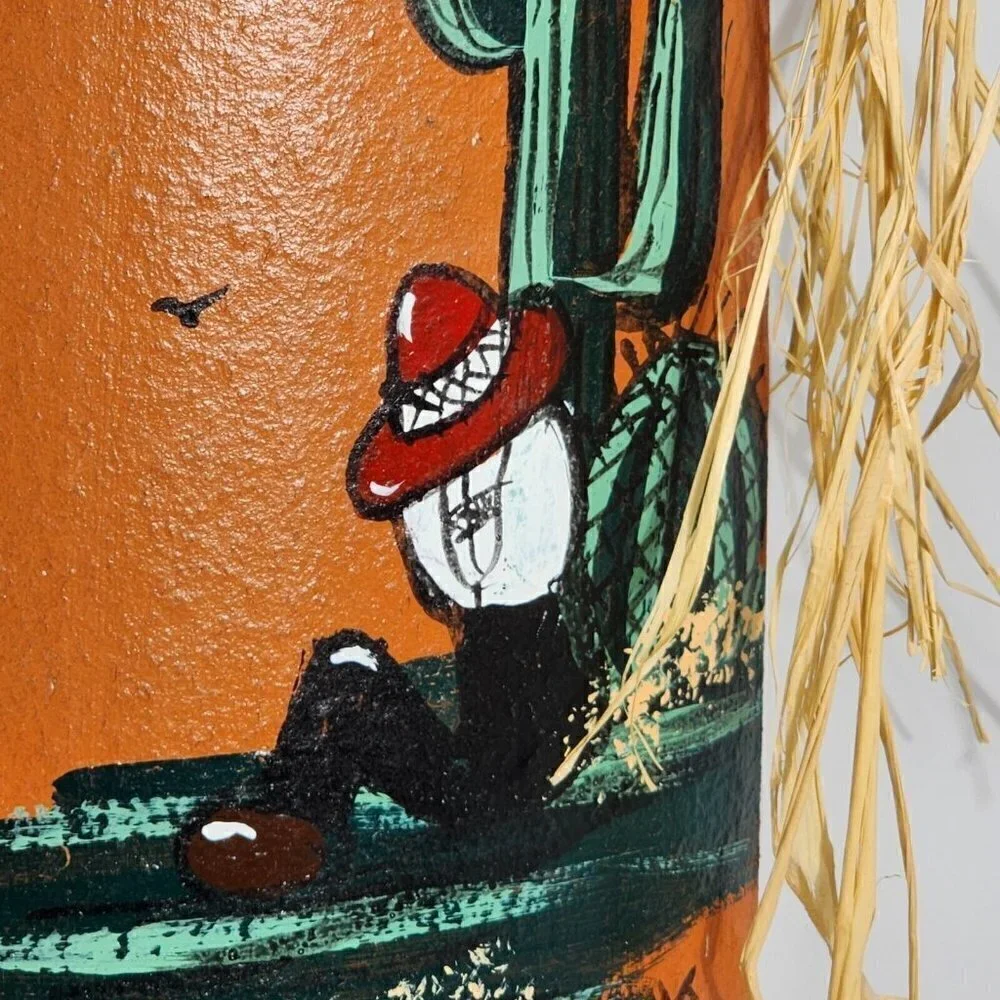 Vintage Tile Painting Welcome Great Indoor /Outdoor Decorative Roof Tile Signed